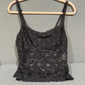 Vassarette Black Floral Lace Camisole Top Adjustable Straps Size XL 42 Coquette